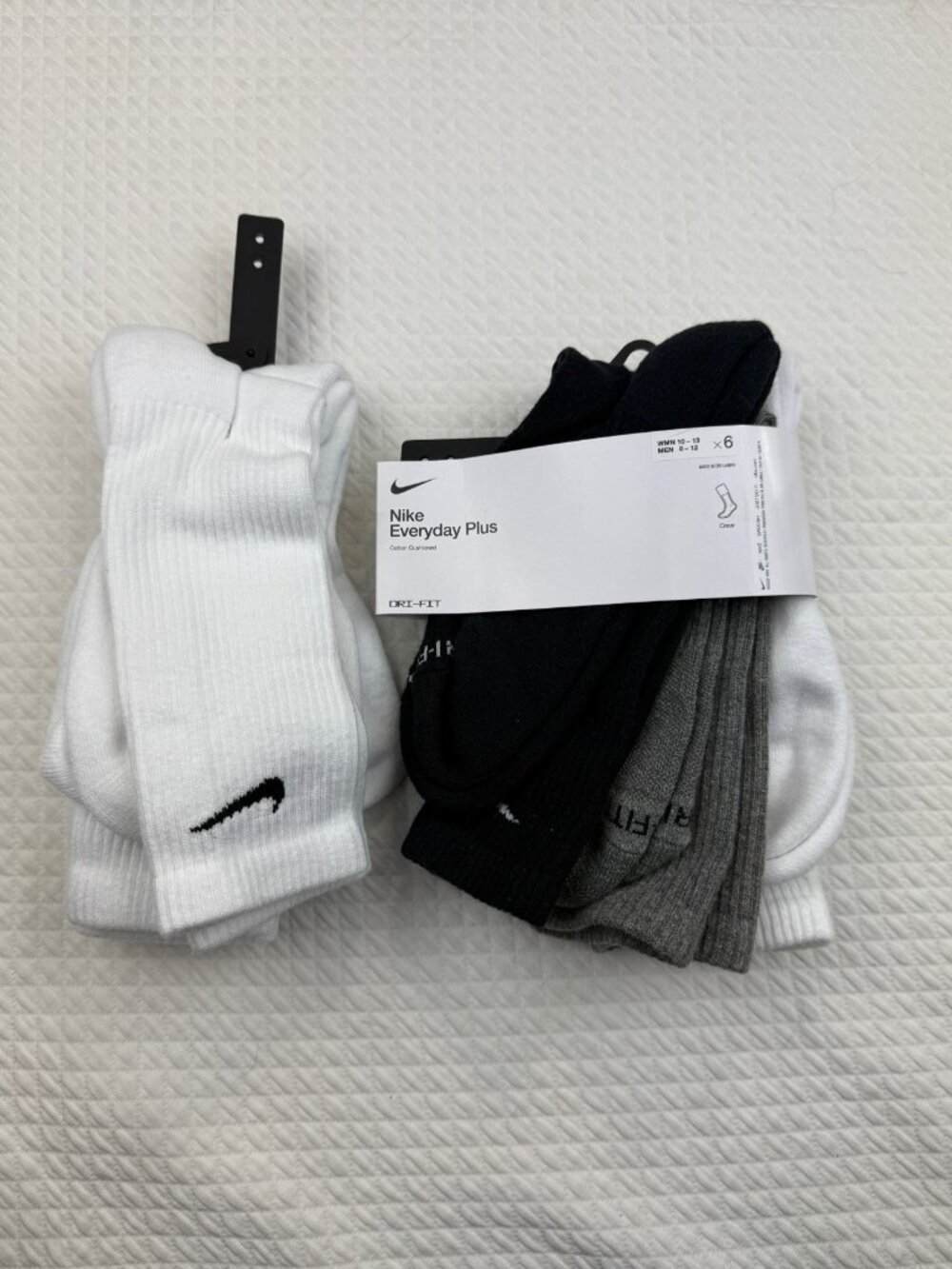 Nike Everyday Plus Dri-FIT Adult Mens L (8-12) Cushioned 6 Pack Crew Socks